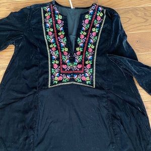Free People - velvet dress with embroidery detail
